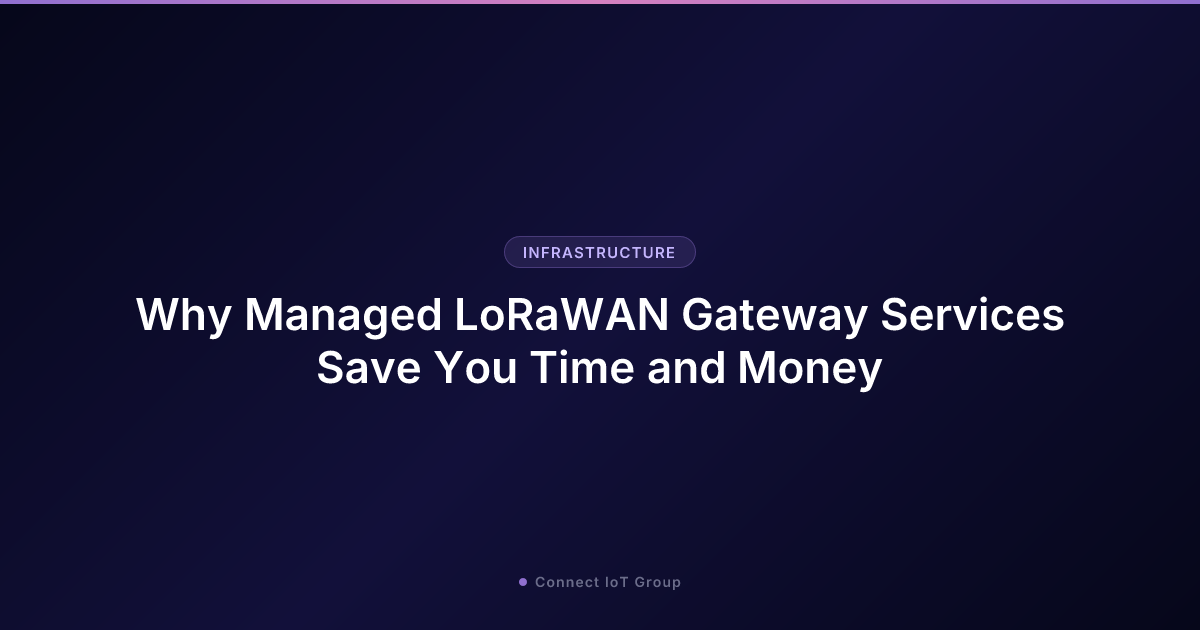 LoRaWAN gateway mounted on a building with coverage area overlay